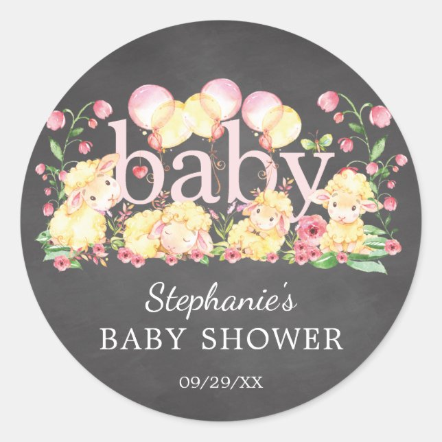 Little Lamb Baby Shower Favor Sticker (Front)