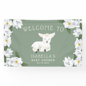 Little Lamb Baby Shower Floral Welcome Banner
