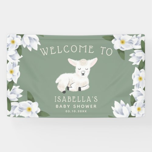 Little Lamb Baby Shower Floral Welcome Banner