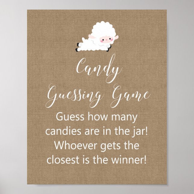 Little Lamb Baby Shower Game Sign (Front)