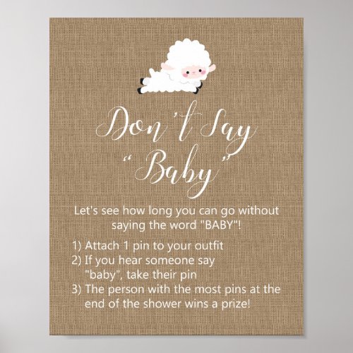Little Lamb Baby Shower Game Sign