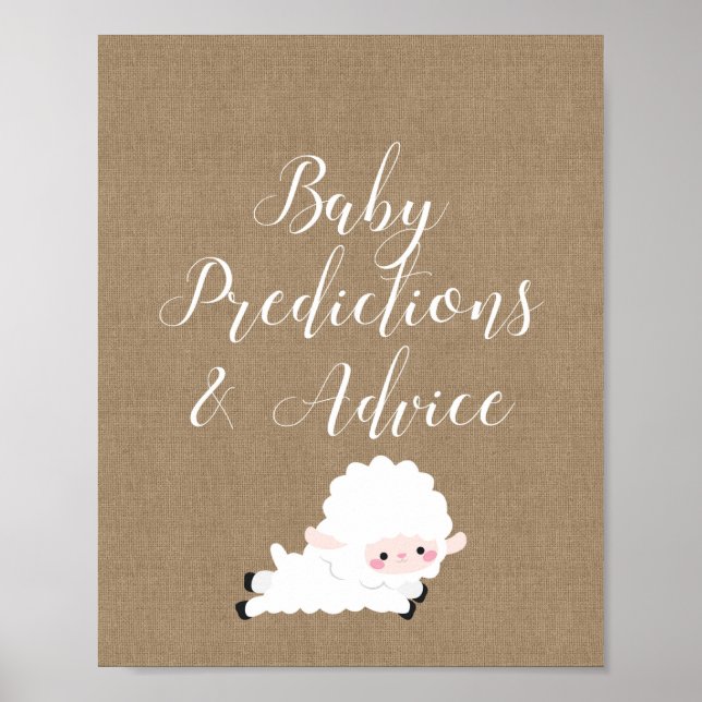 Little Lamb Baby Shower Game Sign (Front)
