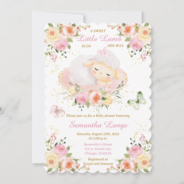 Little Lamb Baby Shower Invitation (Front)