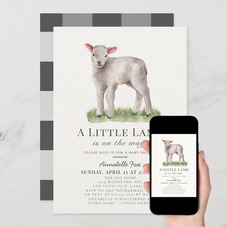 Little Lamb Baby Shower Invitation Zazzle