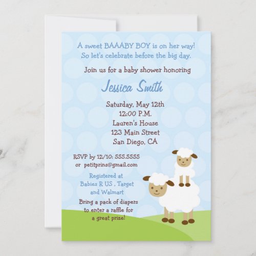 Little Lamb Baby Shower Invitation