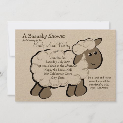 Little Lamb Baby Shower Custom Announcements