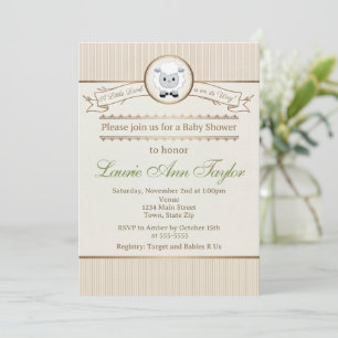 Little Lamb Baby Shower Invitation 5x7 Card