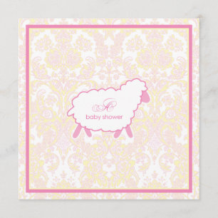 Little Lamb Baby Shower Invitation Pink