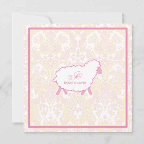 Little Lamb Baby Shower Invitation | Pink