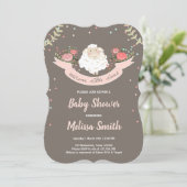 Little lamb Baby Shower Invitation Pink Spring (Standing Front)