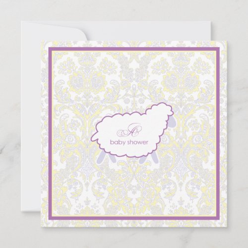 Little Lamb Baby Shower Invitation | Purple