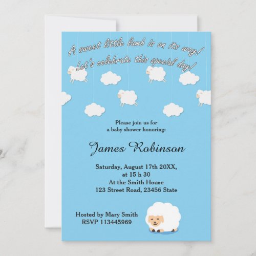 Little Lamb Baby Shower Invitations