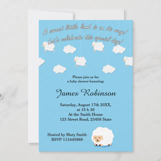 Little Lamb Baby Shower Invitations Zazzle