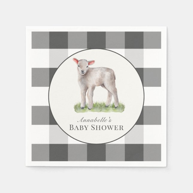 Little Lamb Baby Shower Napkins (Front)