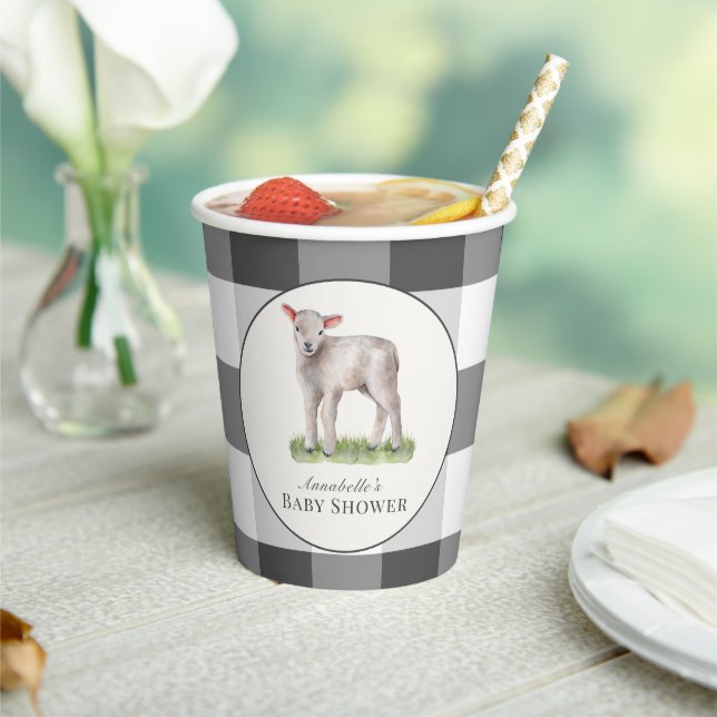 Little Lamb Baby Shower Paper Cups (Insitu)