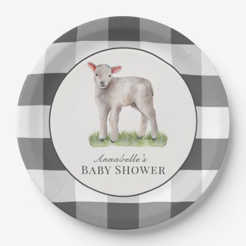 Little Lamb Baby Shower Paper Plates