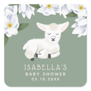 Little Lamb Baby Shower Square Sticker