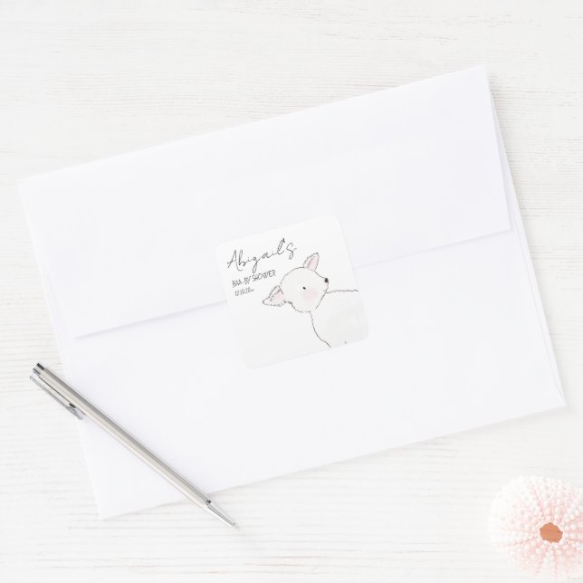 Little Lamb Baby Shower Square Sticker (Envelope)
