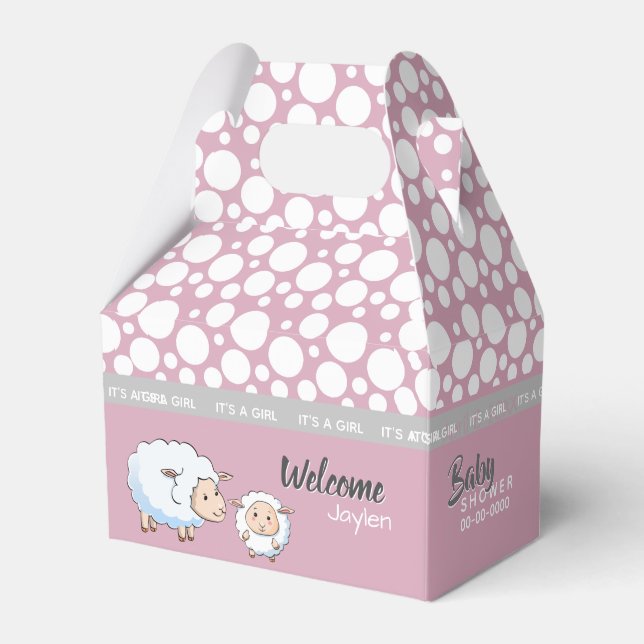 Little Lamb Baby Shower Supplies Favor Boxes (Front Side)
