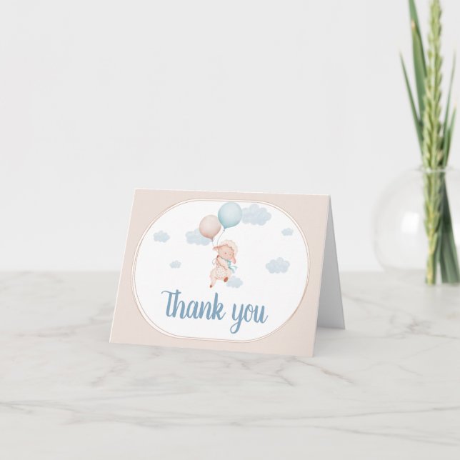 Little Lamb Baby Shower Thank You Card (Front)