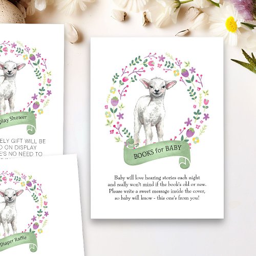 Little Lamb Baby Shower Watercolor Books for Baby Enclosure Card