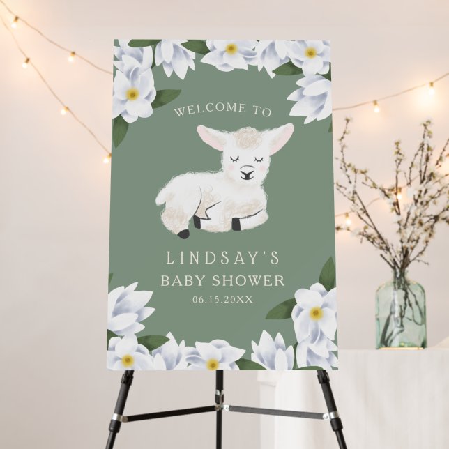 Little Lamb Baby Shower Welcome Sign (In Situ (Stand))