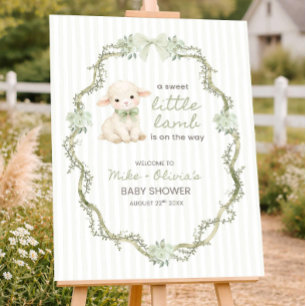 Little Lamb Baby Shower Welcome Sign, Lamb with Foam Board