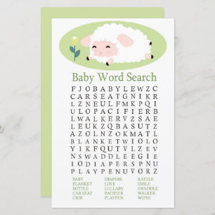 Little lamb Baby Shower Word Search Game