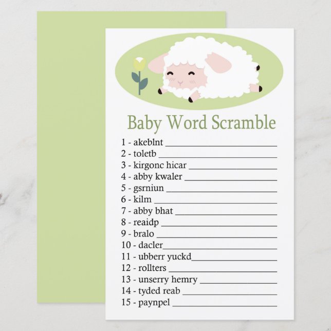 Little lamb Baby word scramble game (Front/Back)
