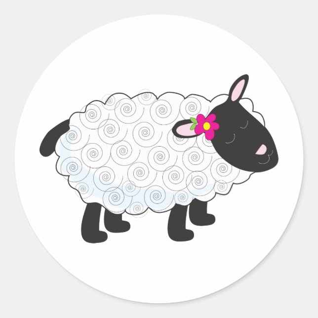 Little Lamb Classic Round Sticker (Front)