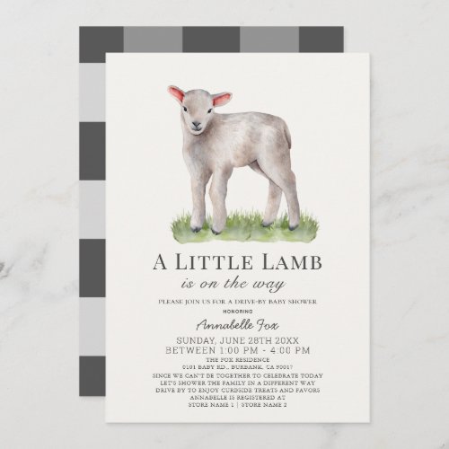 Little Lamb Drive_by Baby Shower Invitation