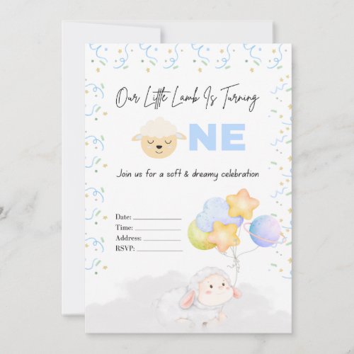 Little Lamb First Birthday Invitation
