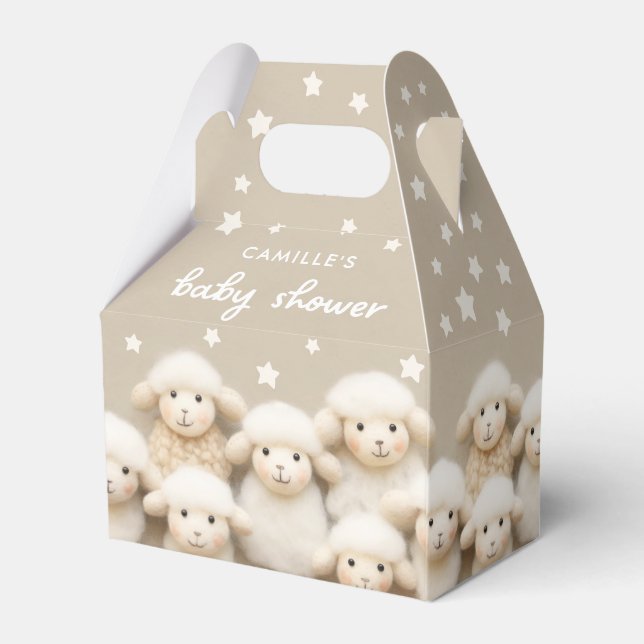 Little Lamb Gender Neutral Baby Shower Favor Boxes (Back Side)