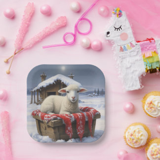 Little Lamb Moonlight Paper Plates