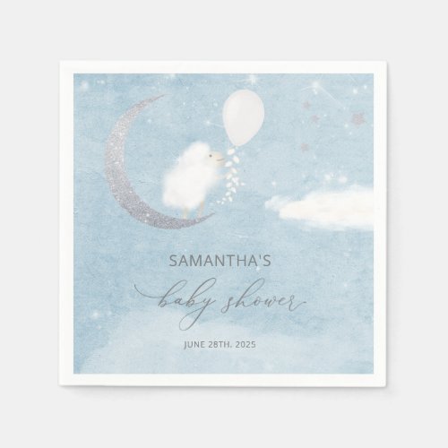 Little Lamb on the Moon Baby Shower Napkins