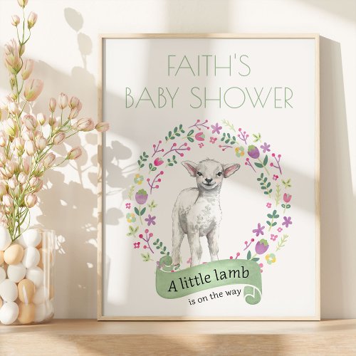 Little Lamb Personalized Spring Baby Shower Poster