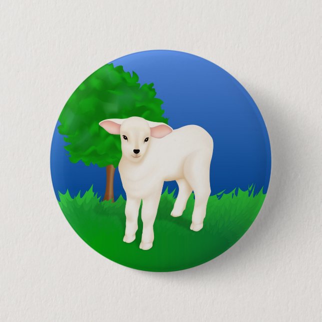 Little Lamb Pinback Button (Front)