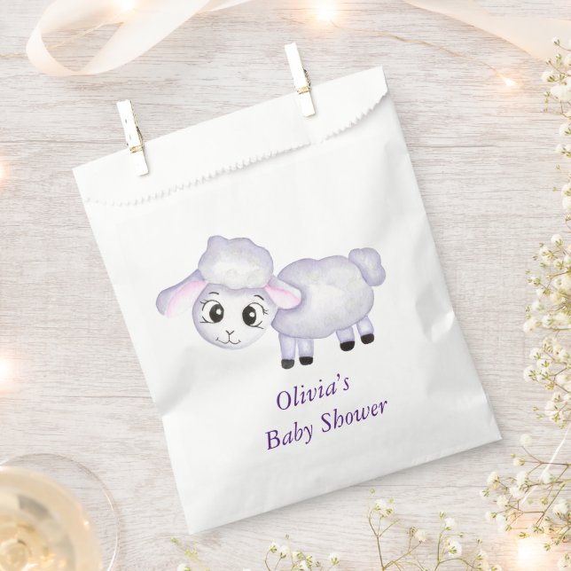 Little Lamb Sheep Baby Shower Birthday  Favor Bag (Clipped)