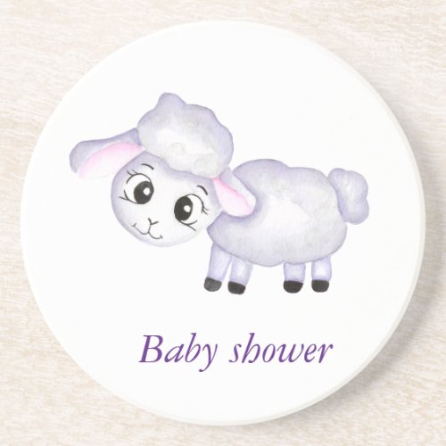 Little Lamb Sheep Baby Shower Coaster