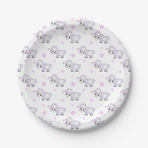 Little Lamb Sheep Baby Shower Paper Plates