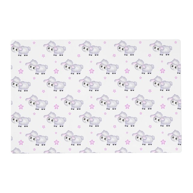 Little Lamb Sheep Baby Shower Placemat (Front)