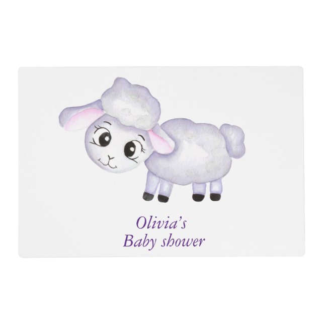 Little Lamb Sheep Baby Shower Placemat (Front)