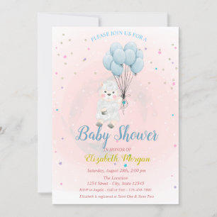 Little Lamb Sheep Stars Baby Shower Invitation