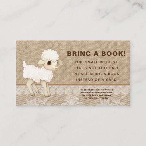 Little Lamb Shower Book Request Enclosure Card