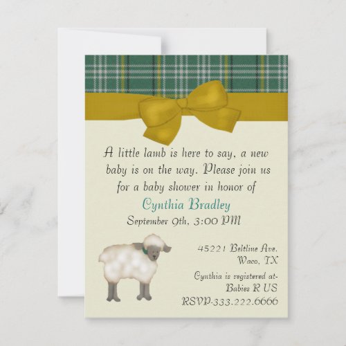 Little Lamb Sweet baby shower invitation