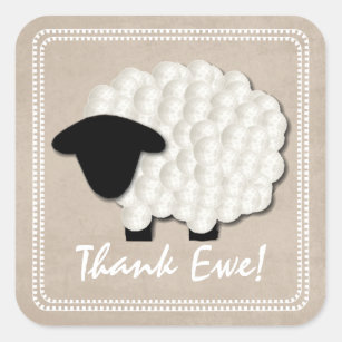 Little Lamb Thank You Stickers (Square)