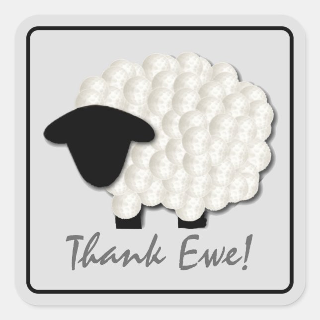 Little Lamb Thank You Stickers (Square) (Front)
