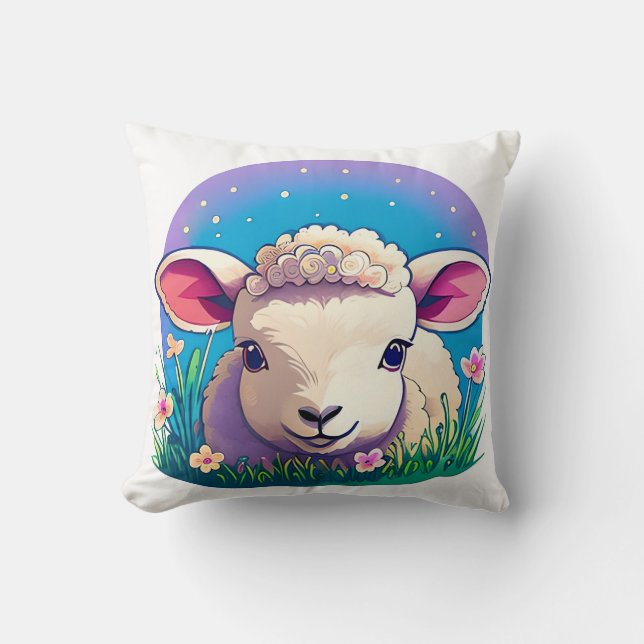 Little Lamb Throw Pillow (Front)