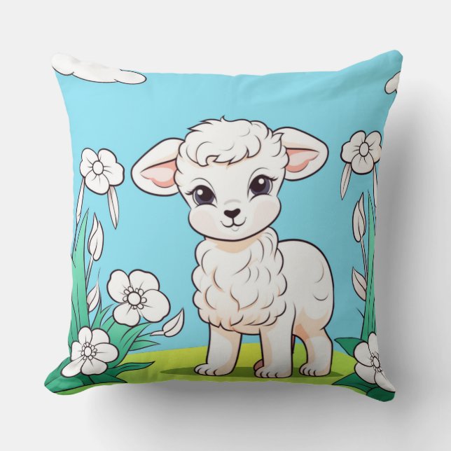 Little Lamb Throw Pillow (Front)