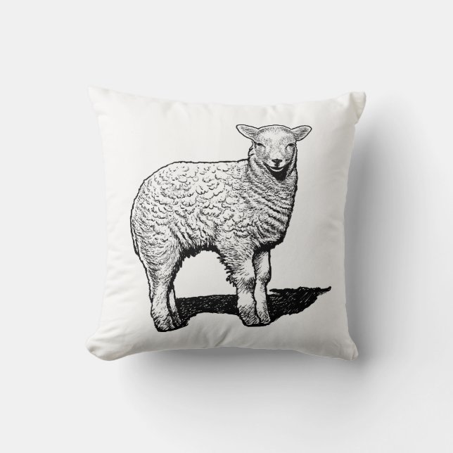 Little Lamb Throw Pillow (Front)